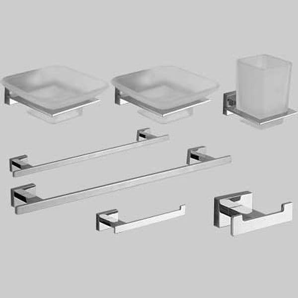Kit Accessori Bagno 7 Pezzi Serie Giulia Cromo Vetro Cardinale - 2