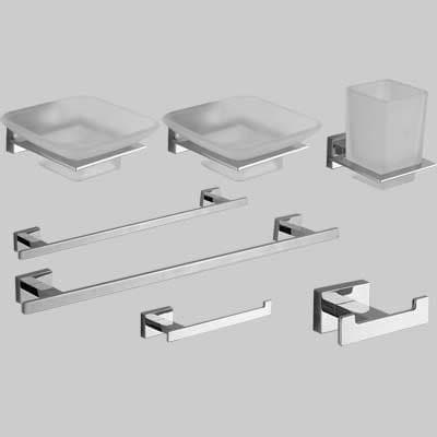 Kit Accessori Bagno 7 Pezzi Serie Giulia Cromo Vetro Cardinale - 2