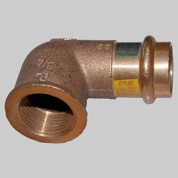 Raccordo Bronzo Gomito Femmina a Pressare 18 x 1/2 Made in Italy - 2