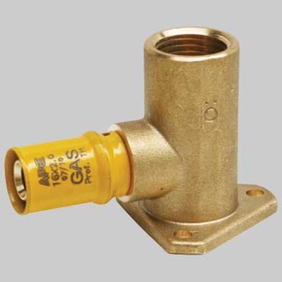 Raccordo a Pressare Curvo Femmina con Flangia per Gas 16 x ½ Ape - 2