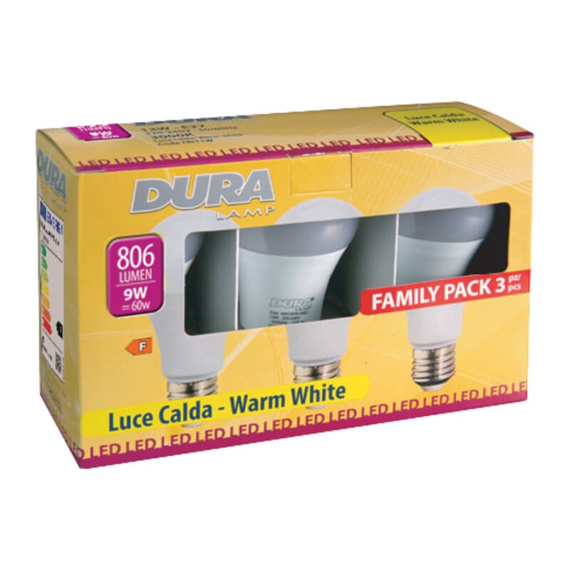 LED GOCCIA  9W E27  806 LM 3000K CALDA 3 PZ- 6,0 pz - 2