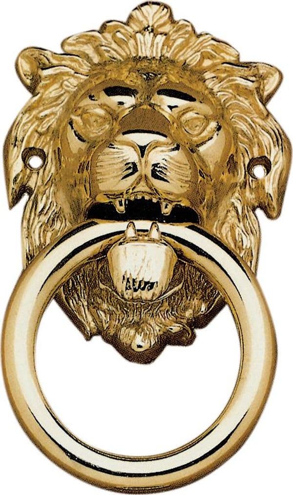Battente Ottone Leone con Anello 155 mm Lucido Benini 2 Pezzi - 2
