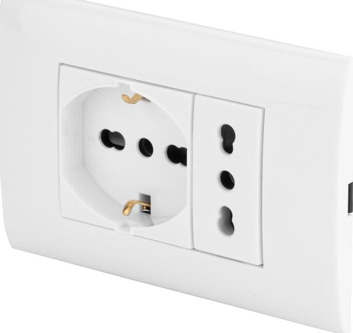 Presa Elettrica da Muro Polypool PP6094X Placca Incasso Bianca Bipasso - 4