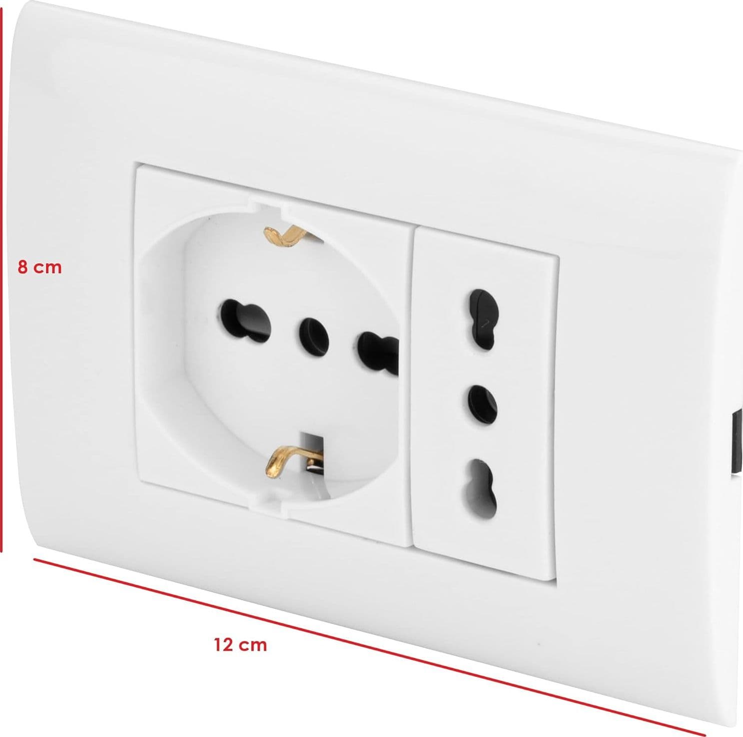 Presa elettrica da muro PolyPool PP6094X Placca incasso bianca Bipasso e Schuko Scatola 3 Moduli con Frutto Presa Bivalente e Frutto Presa Pluristandard - 2