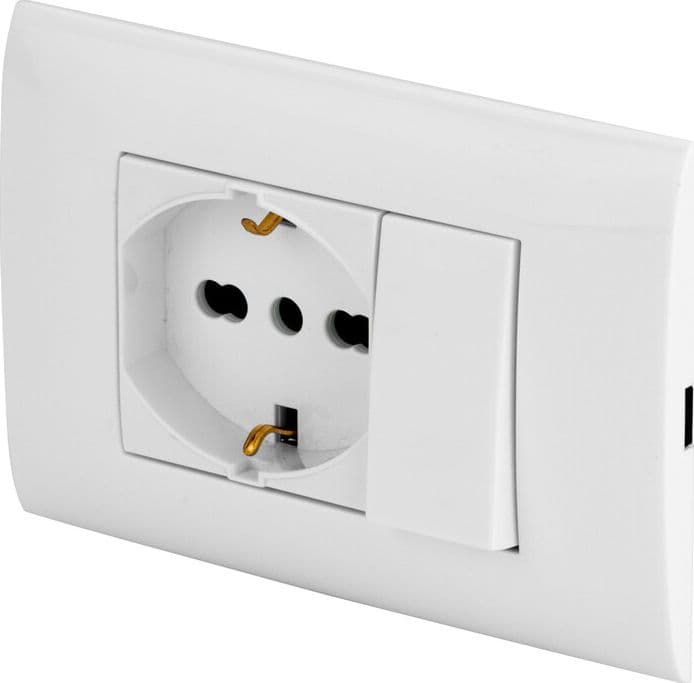 Presa Elettrica da Muro Polypool PP6095X Placca Incasso Bianca Pulsante - 4