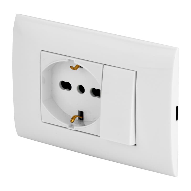 Presa elettrica da muro PolyPool PP6095X Placca incasso bianca pulsante e Schuko - 4