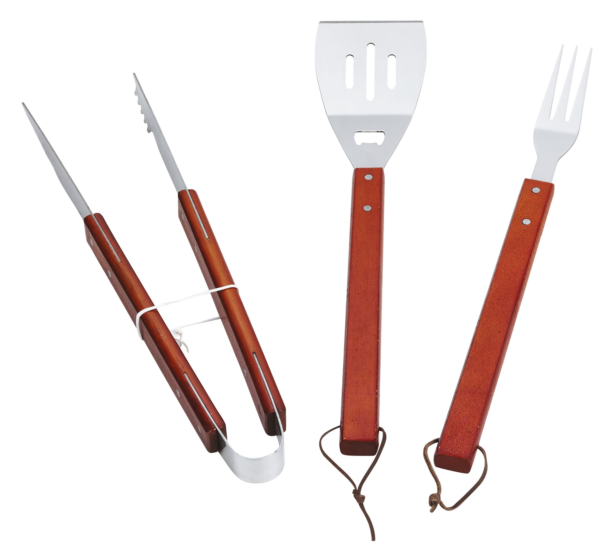 SET BARBECUE INOX C/MANICO IN LEGNO 3 PZ- I GIARDINI DEL RE- 1,0 confezione - 2