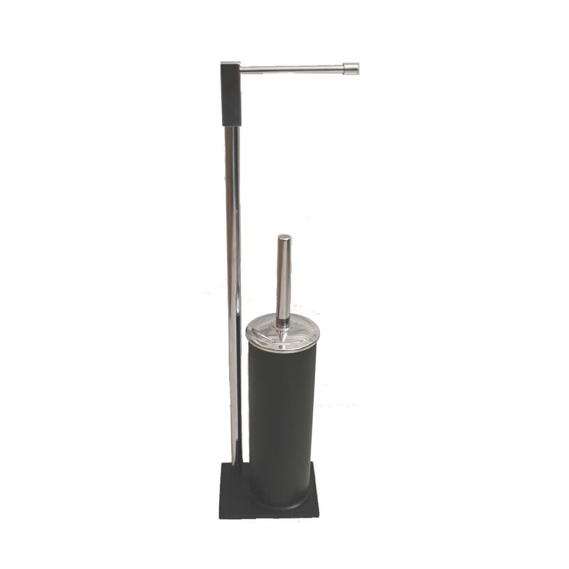 PIANTANA CON PORTAROTOLO+PORTASCOPINO EASY NERO OPACO- 1,0 pz - 2