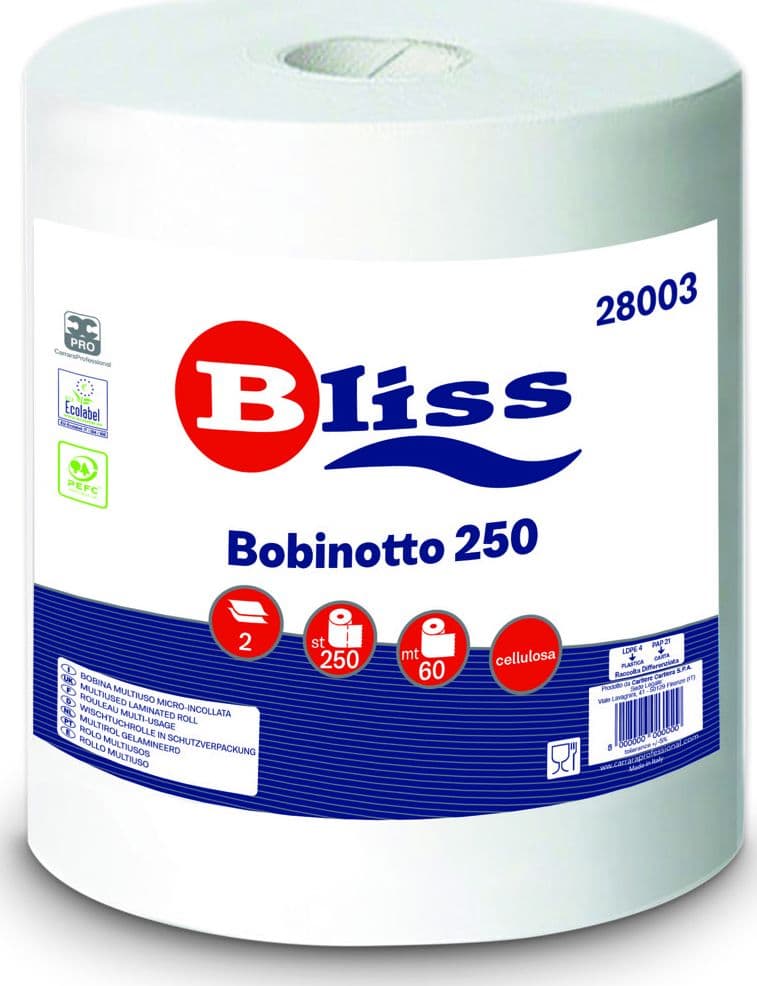 Bobina Carta 250 Strappi Pura Cellulosa 28003 8 Rotoli - 2