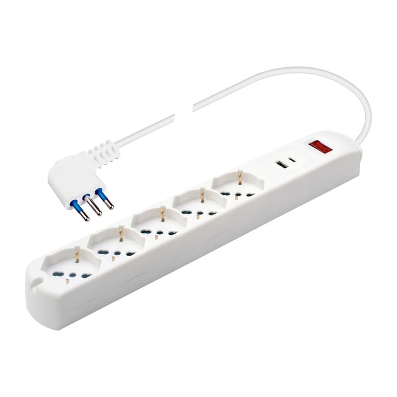 POLYPOOL PP2536 MULTIPR 5 PRESE SCH+2 USB A-C- 1,0 pz - 2