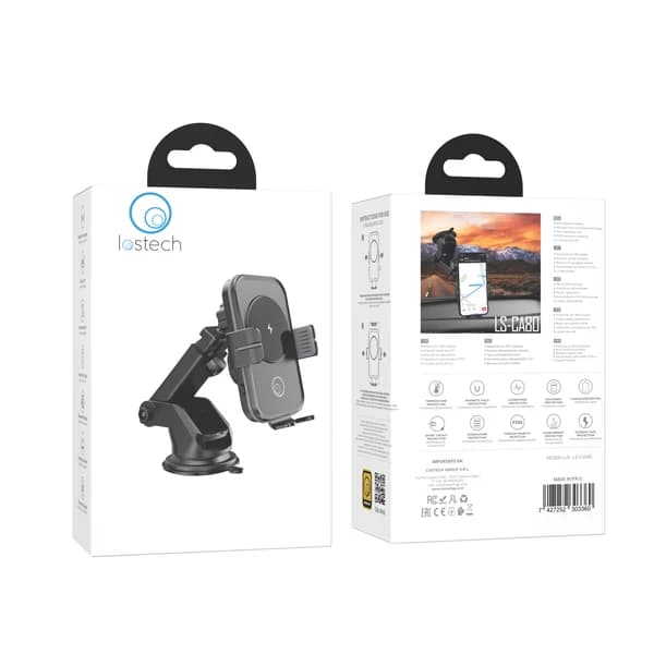 Supporto Smartphone con Ricar Wireless 15W Auto – Lostech