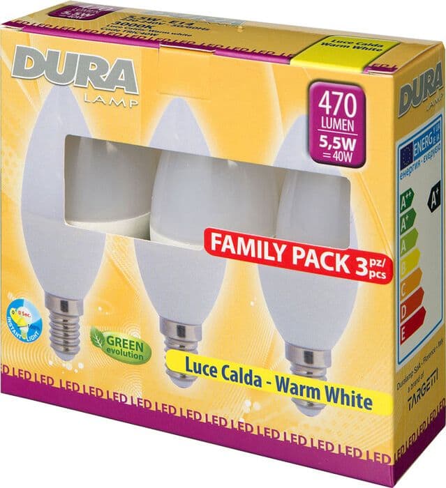 LED Oliva 5,5W E14 470 Lm 3000K Calda 10 Confezioni da 3 Pezzi - 2