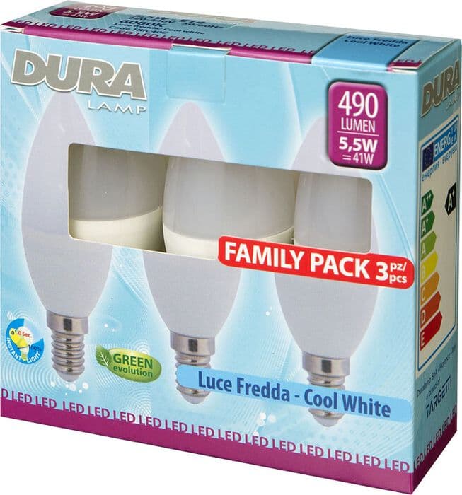 LED Oliva 5,5W E14 490 Lm 6400K Fredda 10 Confezioni da 3 Pezzi - 2