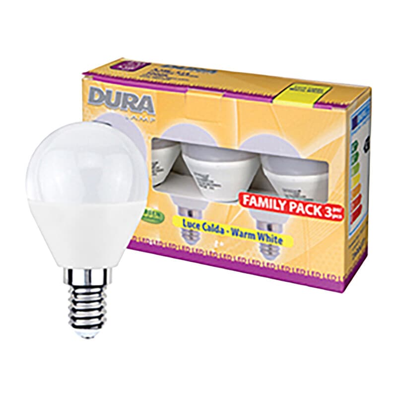 LED SFERA 5,5W E27  470 LM 3000K CALDA 3 PZ- 10,0 pz - 2