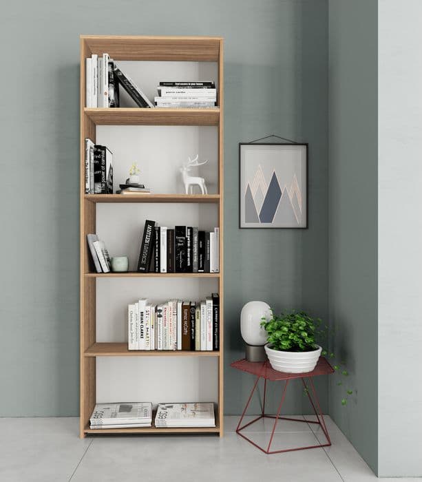 Kit Libreria 4 Ripiani 65 x 25XH183 Cm Rovere Barly - 2