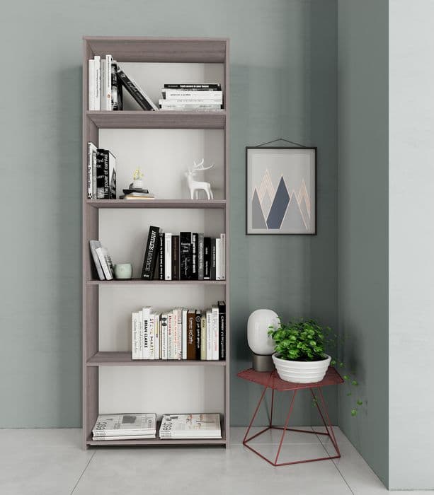 Kit Libreria 4 Ripiani 65 x 25XH183 Cm Rovere Grigio - 2