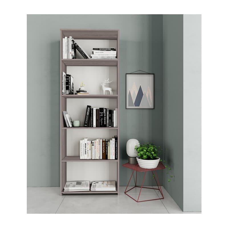 KIT LIBRERIA 4 RIPIANI 65X25XH183 CM ROVERE GRIGIO- 1,0 pz - 2