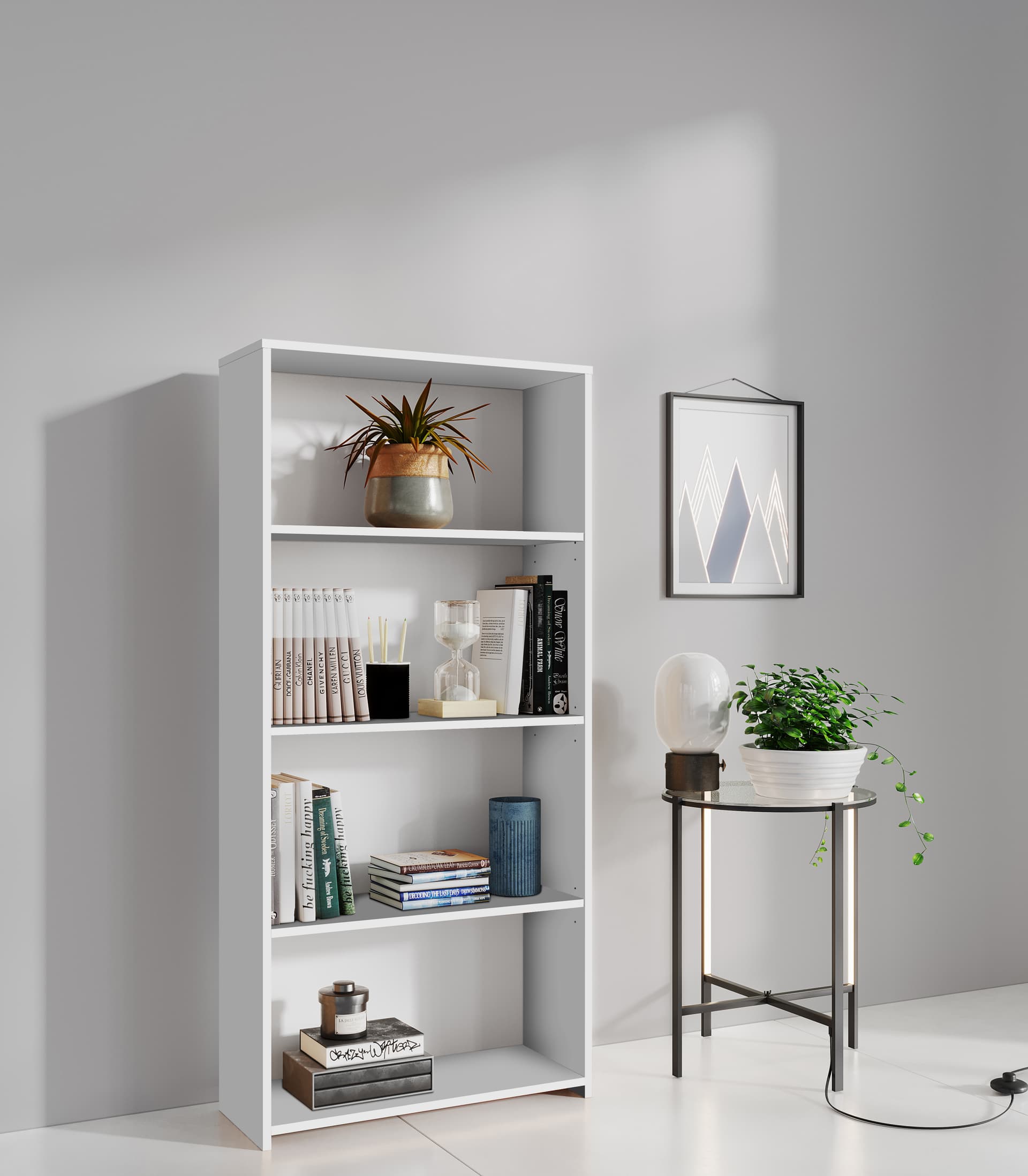 KIT LIBRERIA 3 RIPIANI 65X25XH138 CM BIANCO - 2