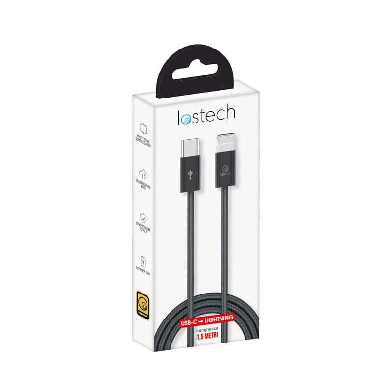 CAVO USB C / LIGHTNING 1,5 M 30W NERO- 1,0 pz - 2