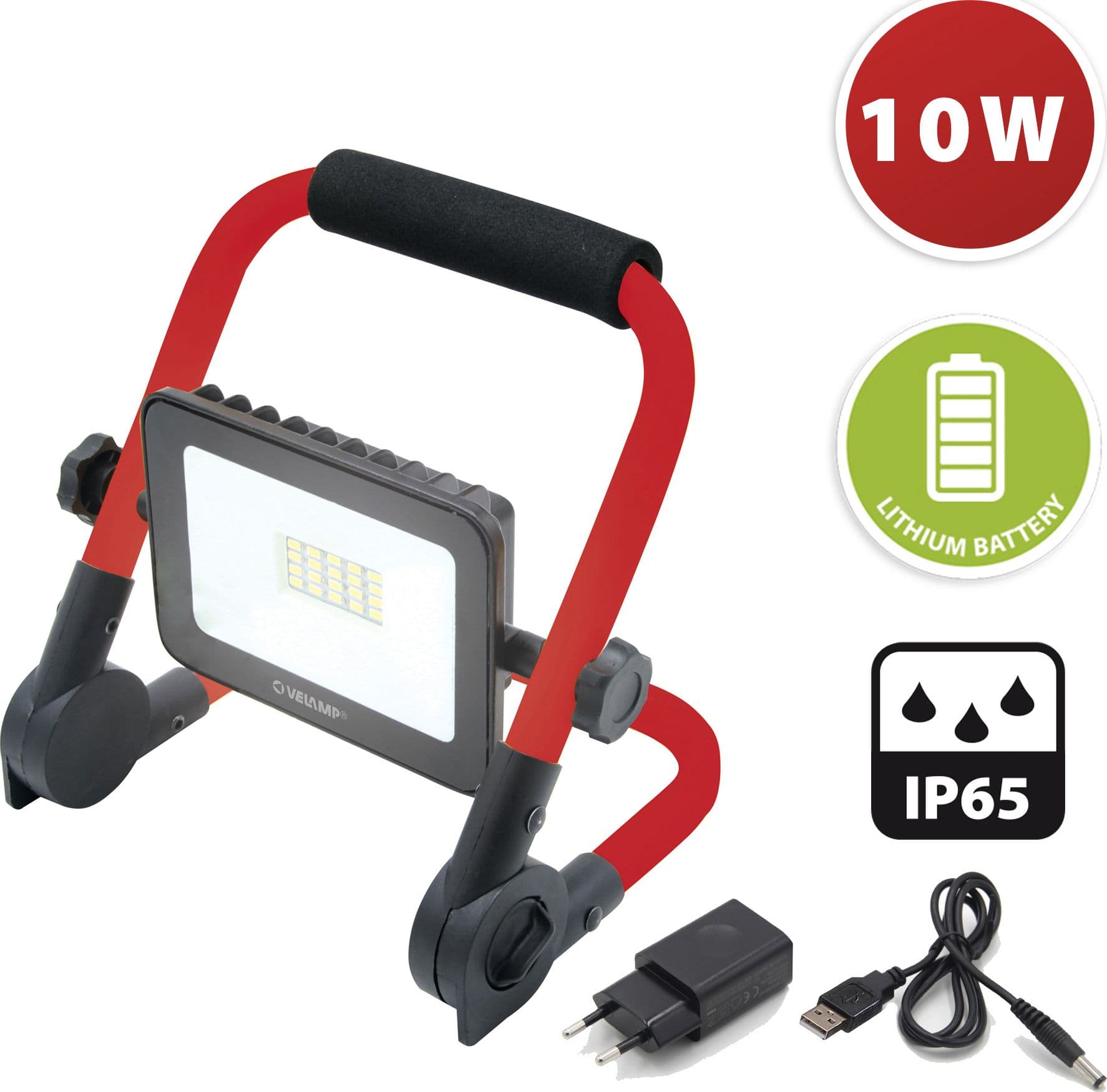 Proiettore LED 10W 600LM Ricaricabile con Supporto - 2