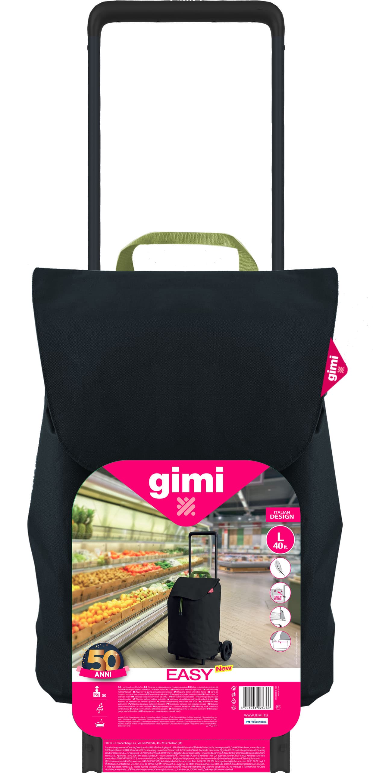 GIMI CARRELLO SPESA EASY 40 L NERO- 1,0 pz - 2