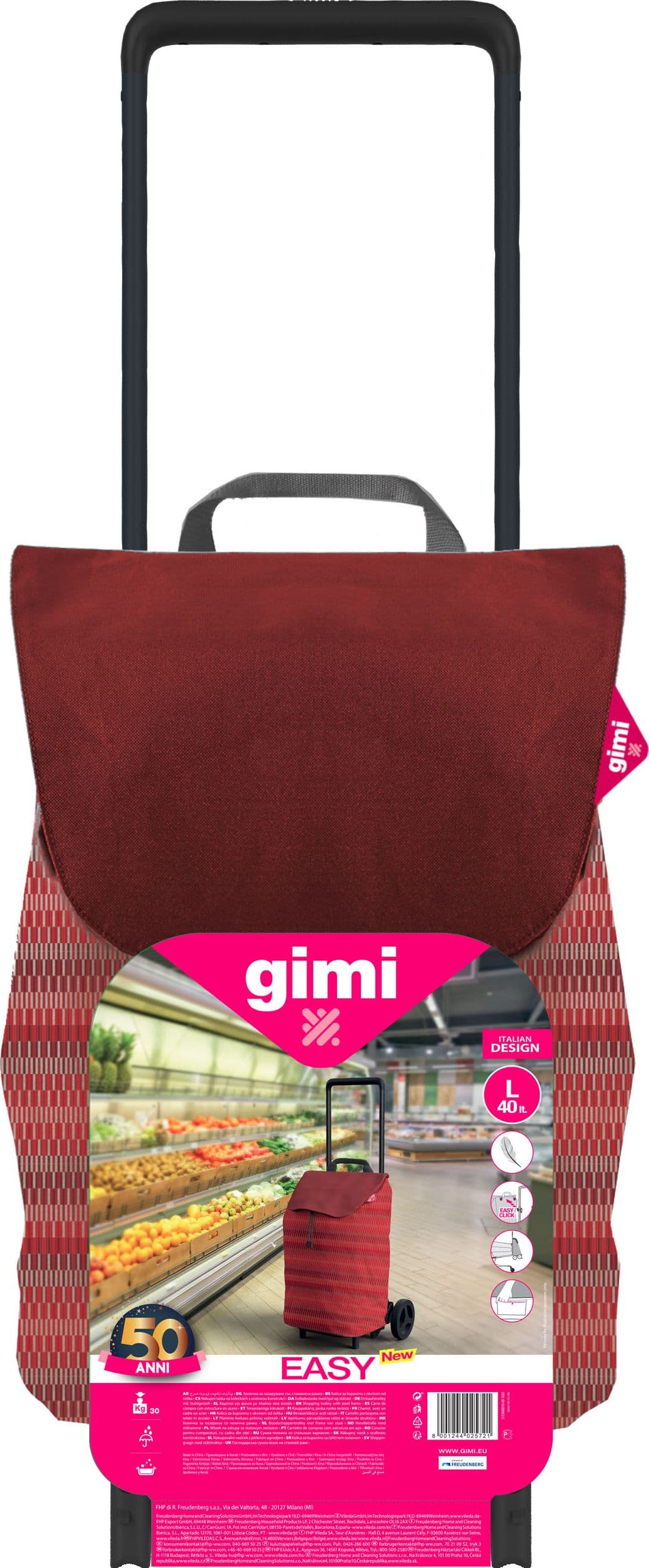 GIMI CARRELLO SPESA EASY 40 L ROSSO- 1,0 pz