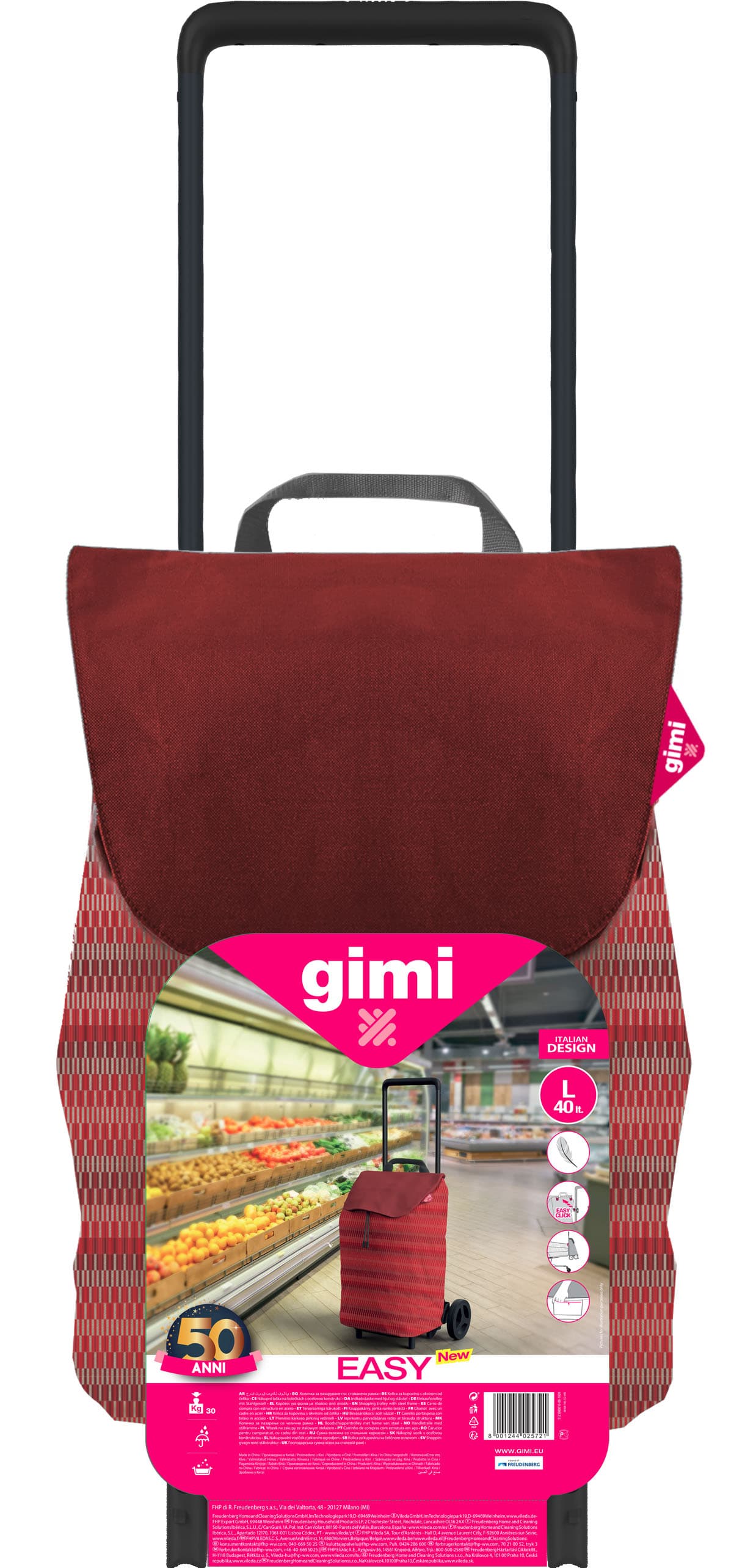 Gimi Carrello Spesa Easy 40 l Rosso - 2