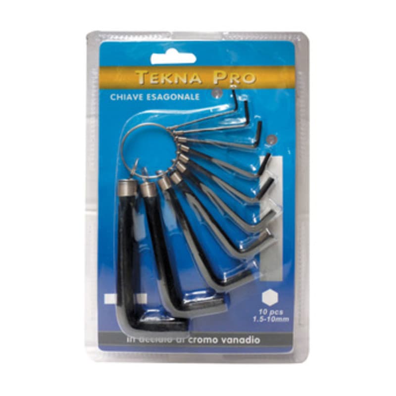 Serie 10 Chiavi Esagonali Tekna Pro con Anello Nero China T Max 6044 1,0 - 2