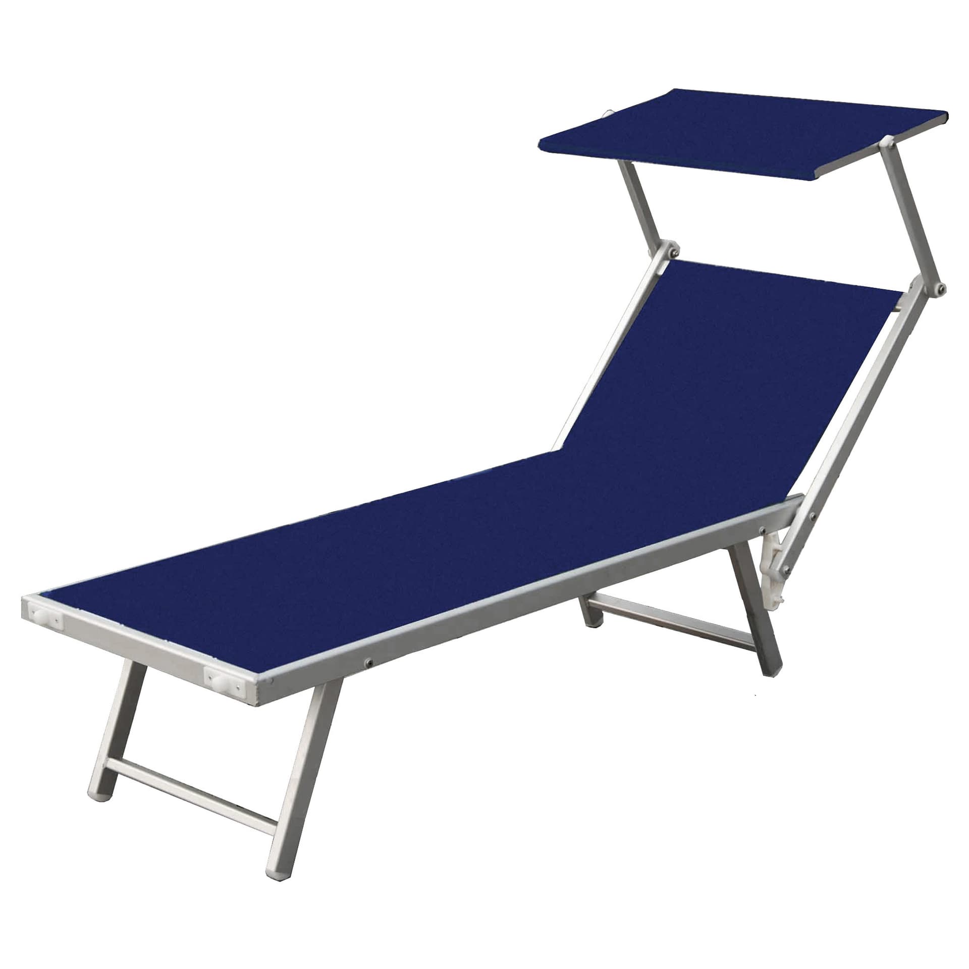 Lettino in Alluminio Playa con Parasole Blu 2 Pezzi - 2