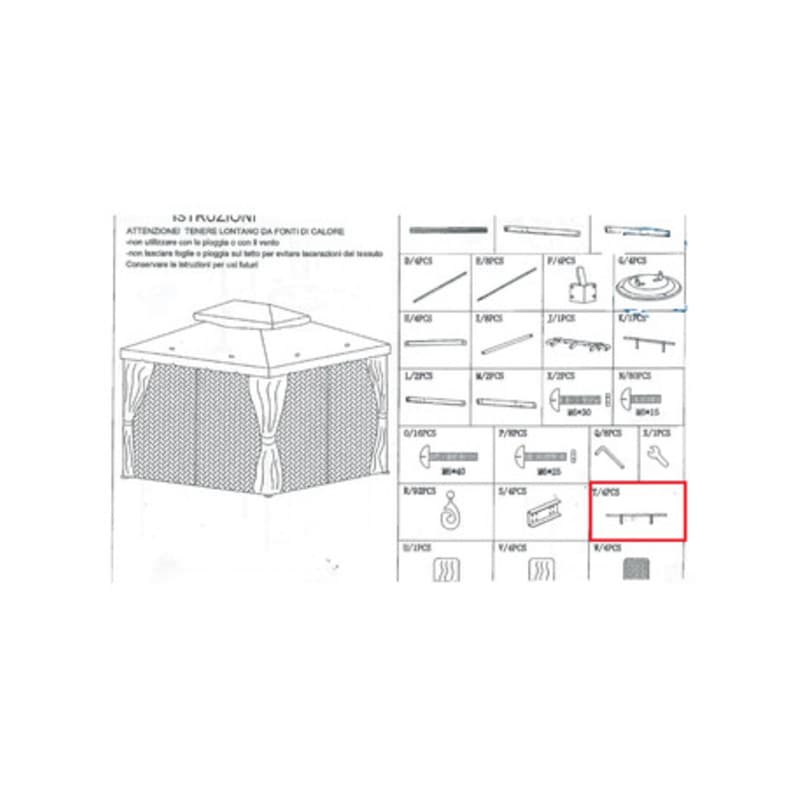 Ricambio Particolare T per Gazebo Adventure Magnum 3,6 x 4,8 - 2
