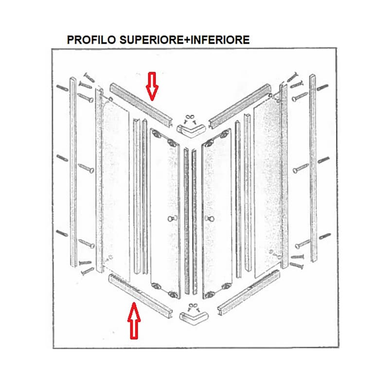Profilo Sup e Inf.x Box Doccia Crist.tras Ser MM.6 80 x 80 cm Lusso 1,0 - 2
