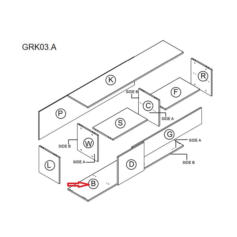 Ricambio Base B GRK03.A per Kit Parete Living Bridge 210 x 170 x 35 Cemento - 2