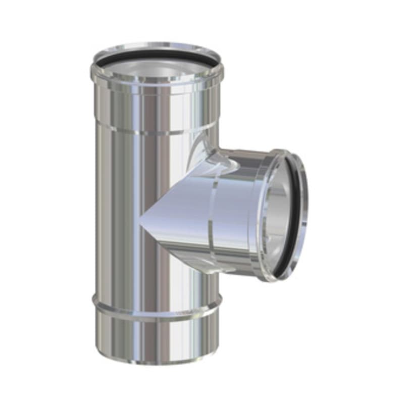 Raccordo a T INOX Attacco Ffm per Pellet Ø 8 cm 2 Pezzi - 2
