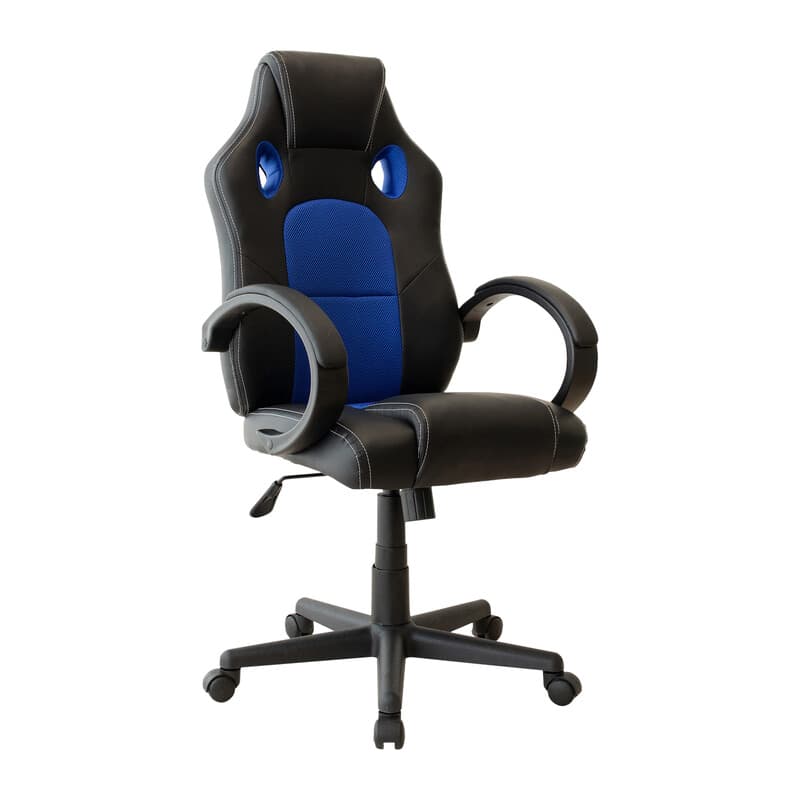*poltrona Mod.racing Similpelle Nera Blu - 2