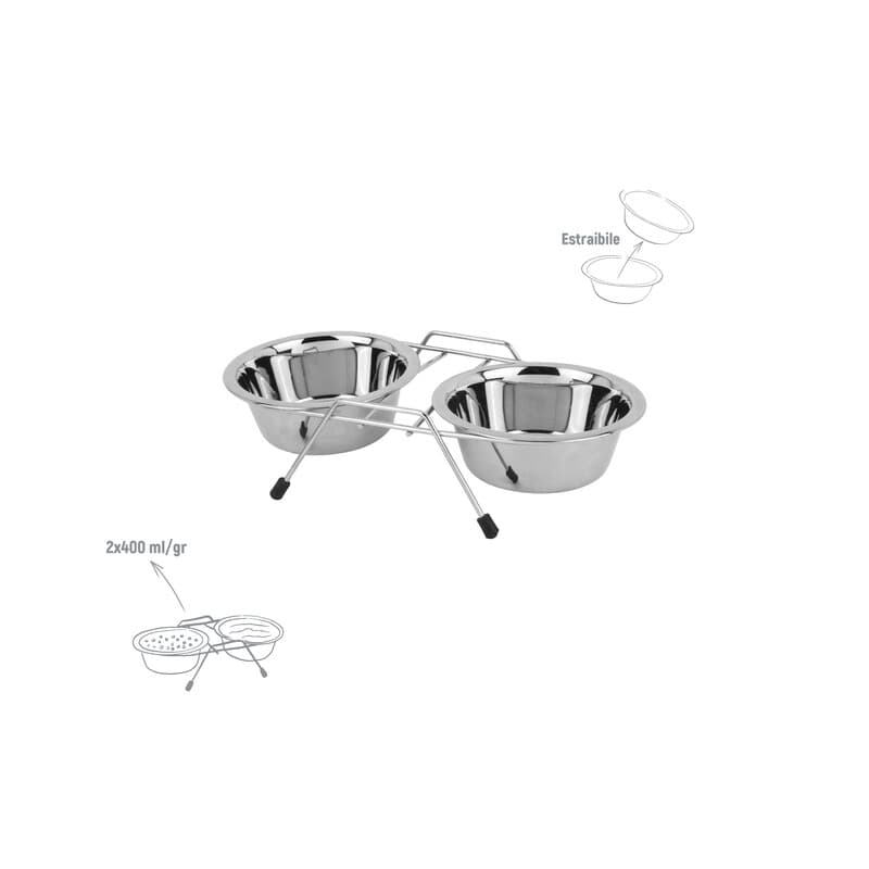 Ciotola Doppia in Acciaio con Supporto ML.400 Zoov - 2