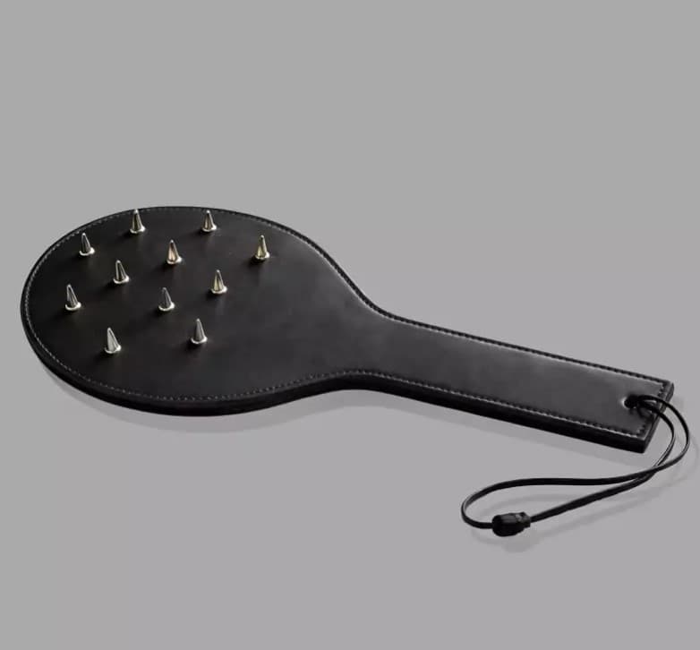 Paddle sculacciatore Barb borchie a punta pesante pelle PU nero frustino sexy - 4