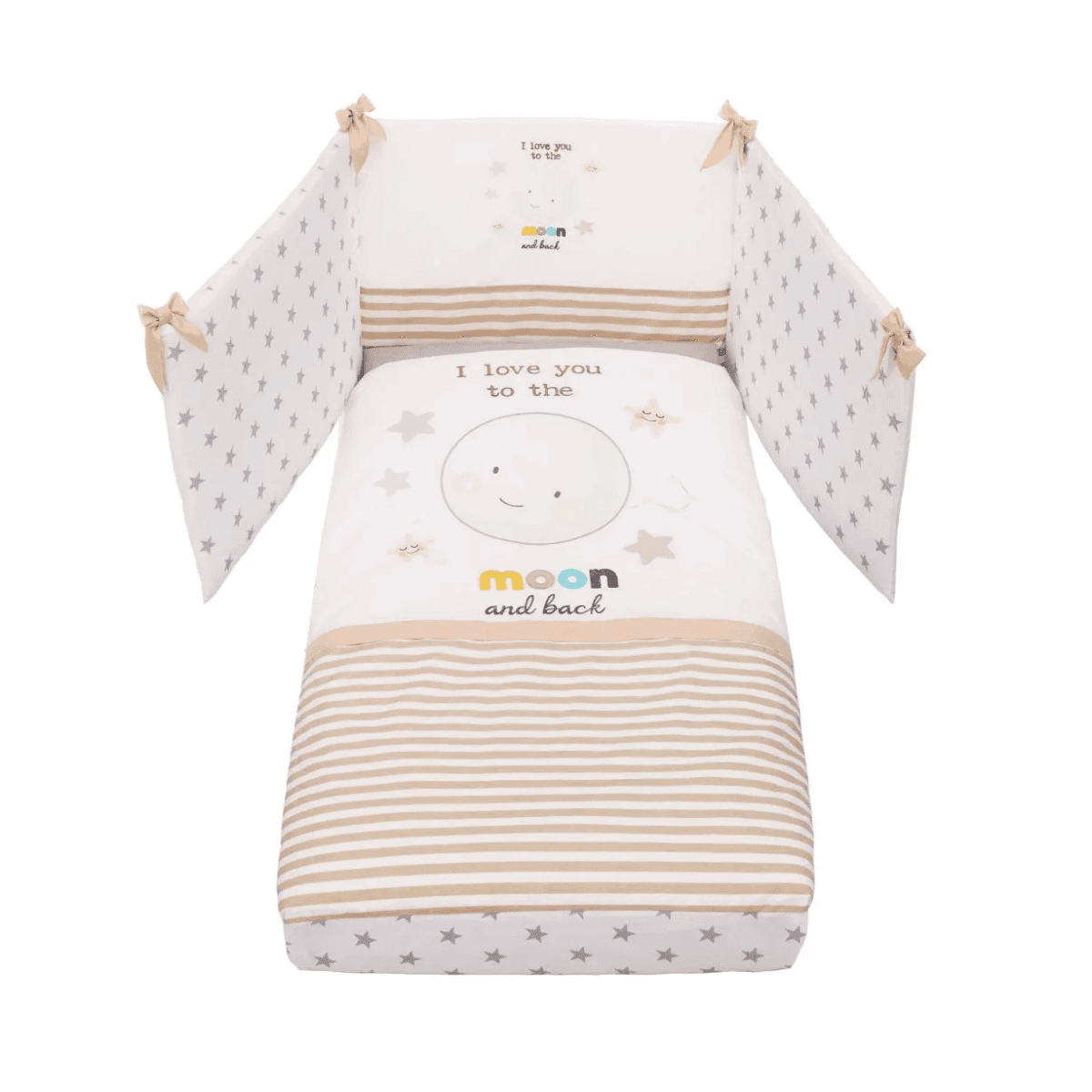 Corredino tessile 3pz Azzurra Design Moon per Culla Omnia