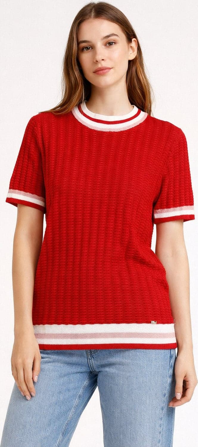 Maglia girocollo con contrasti