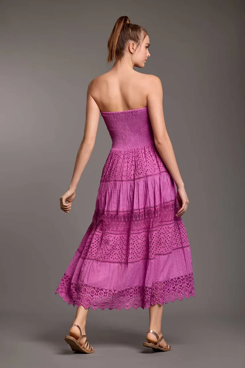 ICONIQUE | Abito lungo bandeau balze e ricami - 2