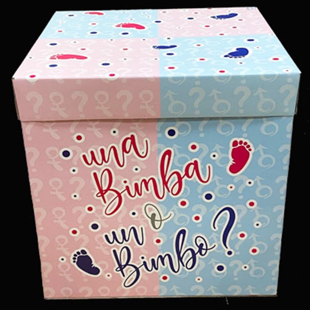 BOX SURPRISE SCATOLA MAGICA BIMBO BIMBA 65X50X50CM DECORATA BABY SHOWER SORPRESA NASCITA