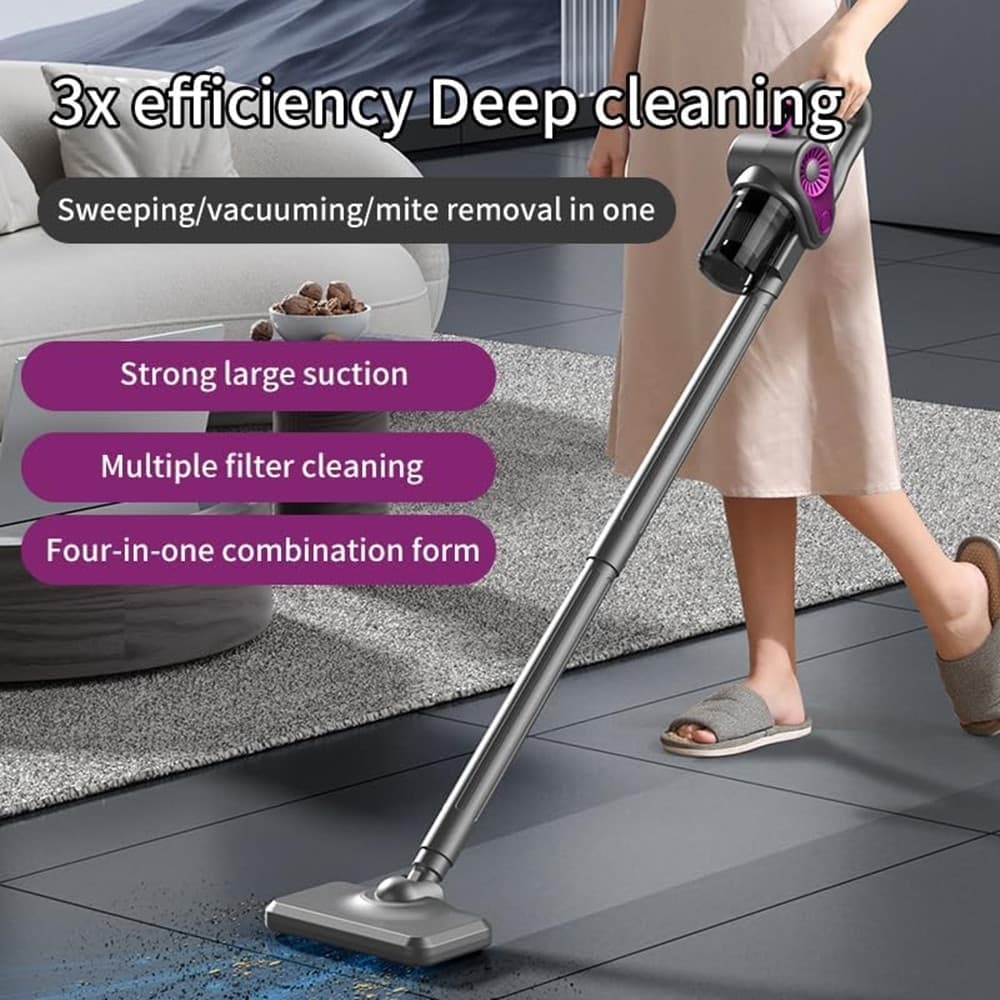 ASPIRAPOLVERE SCOPA ELETTRICA 4IN1 SENZA FILI PULIZIA CASA PAVIMENTI TAPPETI ACARI 15000PA - 6