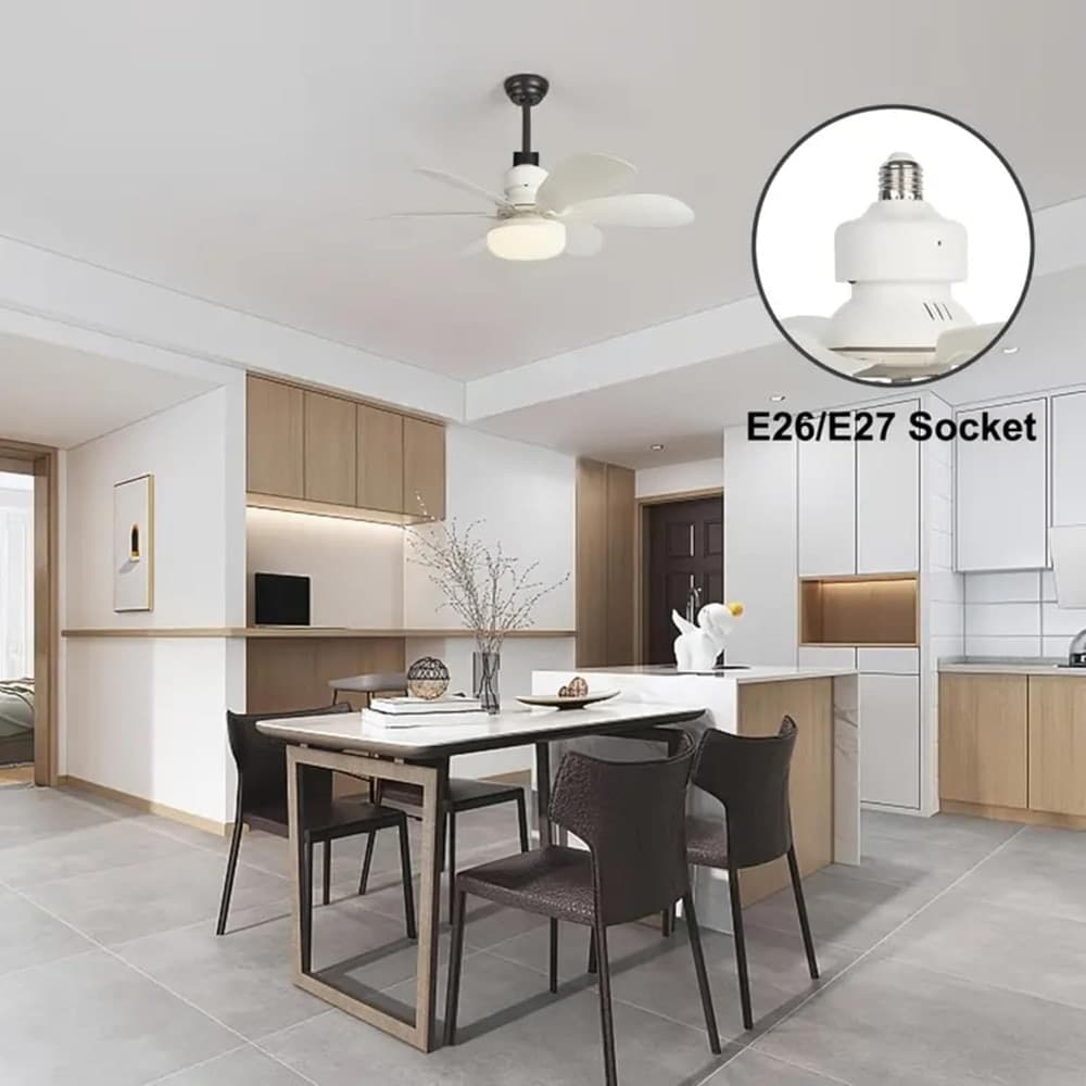 VENTILATORE DA SOFFITTO CON LUCE LED REGOLABILE E27 40W TELECOMANDATO SENZA FILI - 5