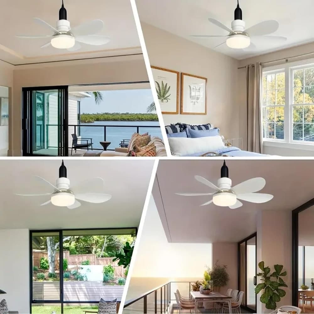 VENTILATORE DA SOFFITTO CON LUCE LED REGOLABILE E27 40W TELECOMANDATO SENZA FILI - 6