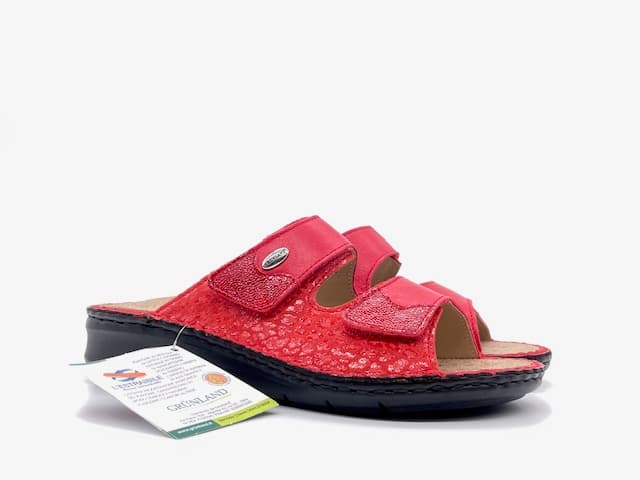 GRUNLAND DAMI Ciabatte donna sanitarie a due strappi rossa con plantare estraibile - 6