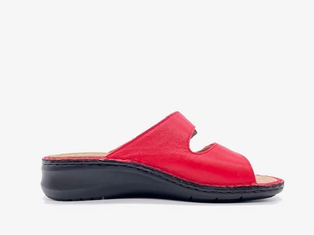 GRUNLAND DAMI Ciabatte donna sanitarie a due strappi rossa con plantare estraibile - 4
