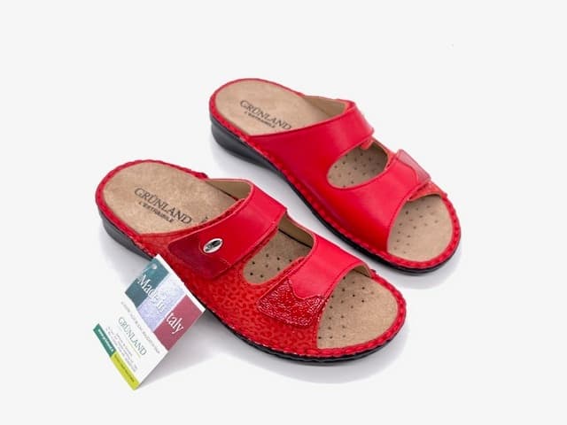 GRUNLAND DAMI Ciabatte donna sanitarie a due strappi rossa con plantare estraibile - 5