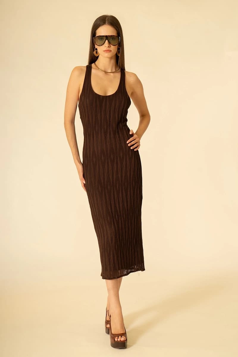 Abito midi donna scollo america crochet | SISTE'S