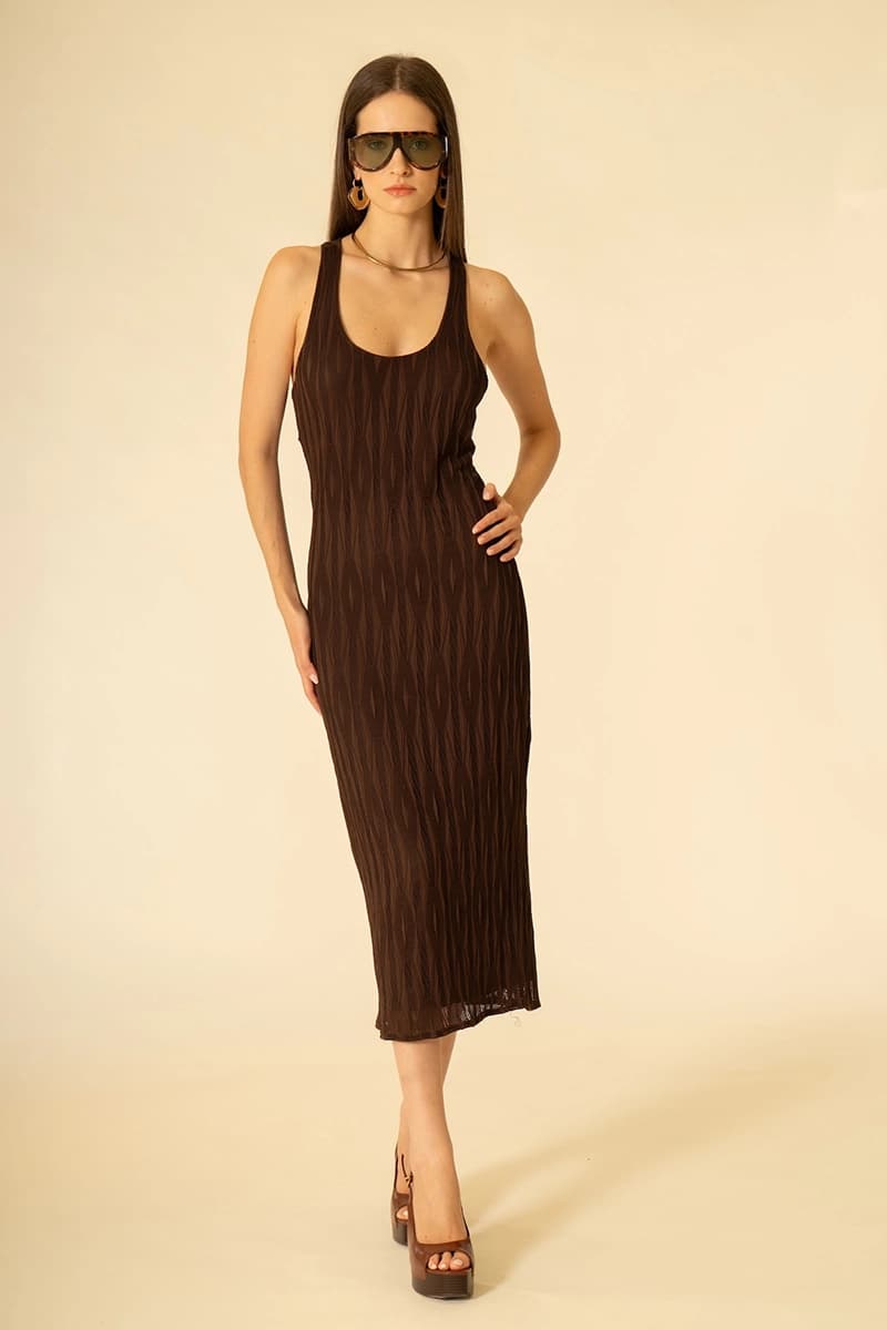 Abito midi donna scollo america crochet | SISTE'S - 5