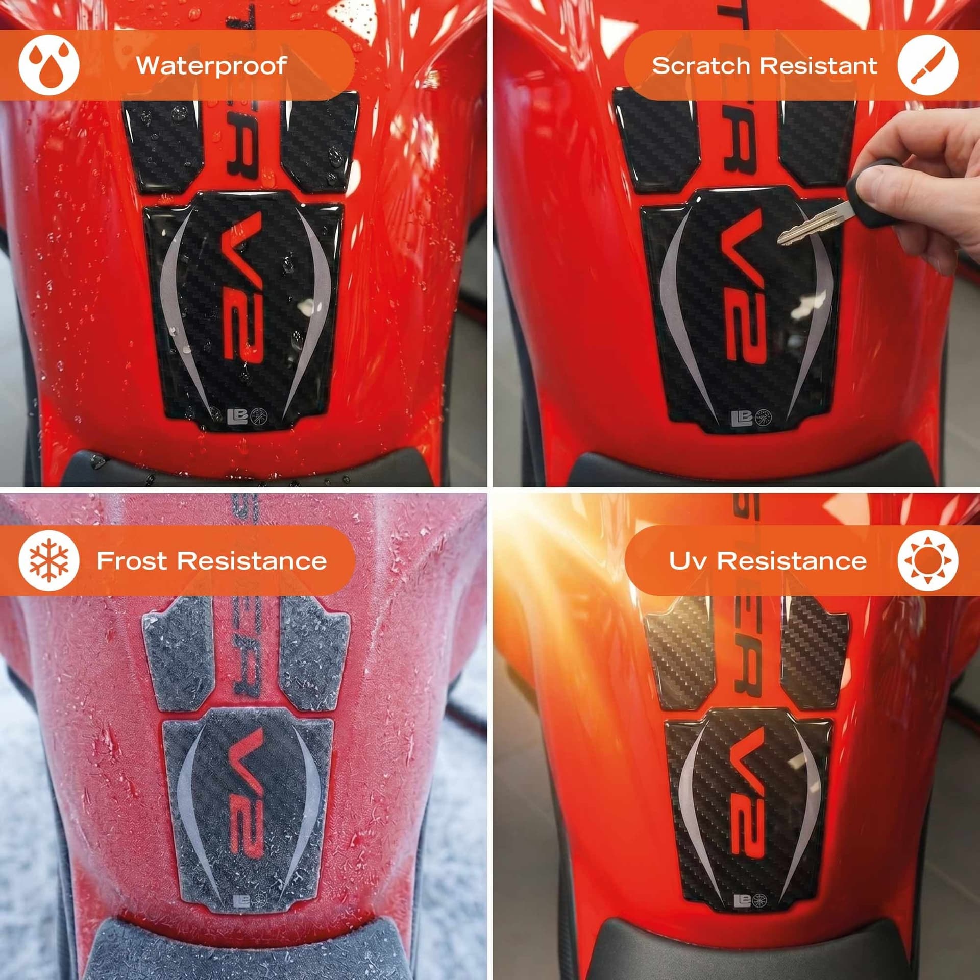 Paraserbatoio moto adesivo resin 3D compatibile con Ducati Monster V2 2026 - 5