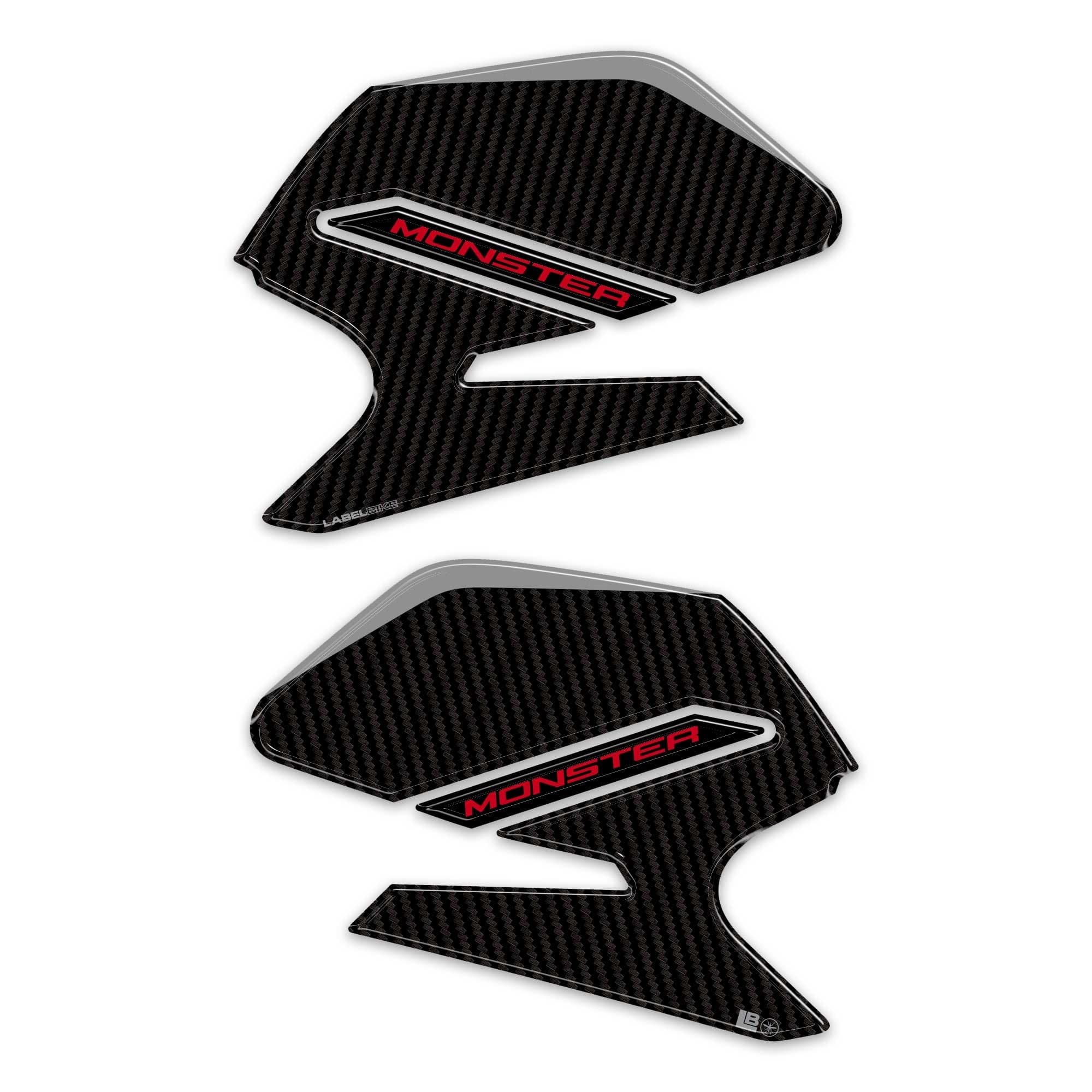 Adesivi 3D Laterali serbatoio moto compatibili con Ducati Monster V2 2026 - 2